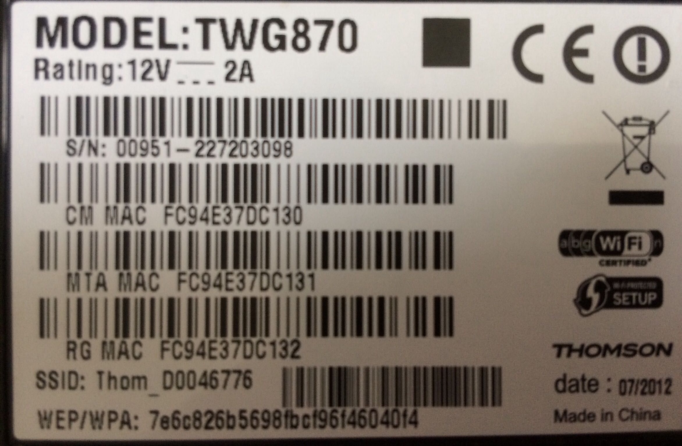 Thompson router TWG870