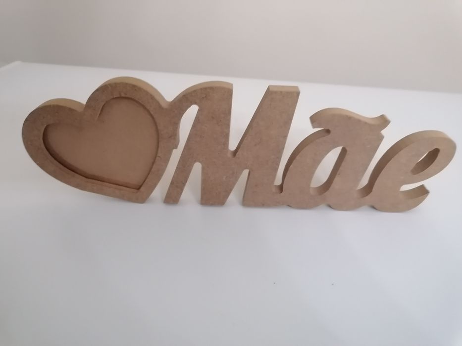 Coração de mãe em madeira