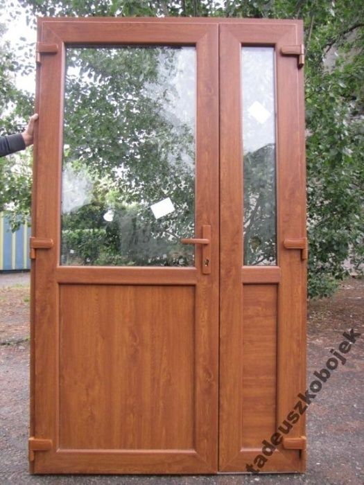 Drzwi PCV 180 X 210 Złoty Dąb sklepowe KLAMKA GRATIS od ręki GDAŃSK