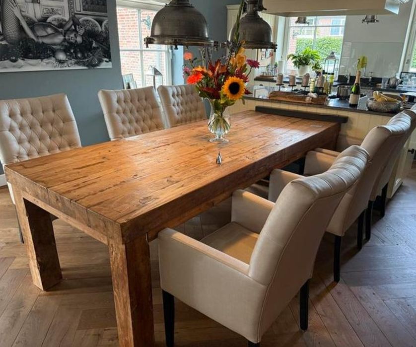 Solidny drewniany stół + 6 krzeseł  zestaw jadalniany