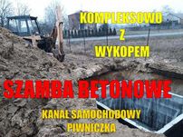 Szambo-Zbiornik betonowy Piwniczka Kanały  Kompleksowo z wykopem