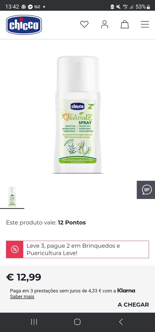 Chicco spray repelente mosquitos
