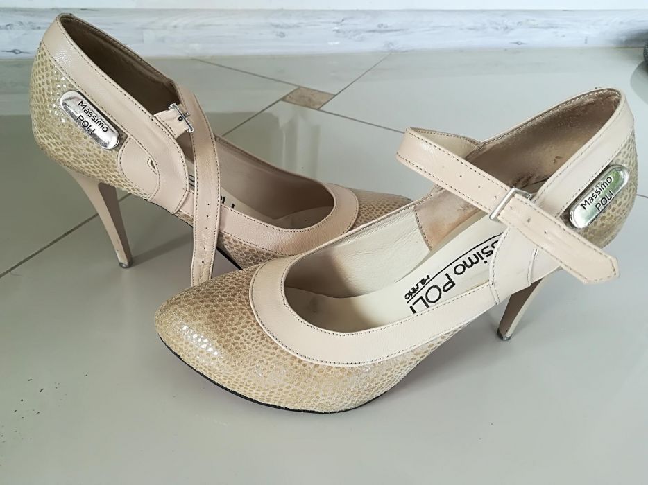 Szpilki sandały buty skórzane Massimo Poli 39 skóra naturalna