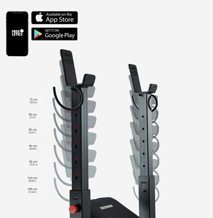 Banco de Musculação Supino Plano, Inclinavel, com Suportes de Barra