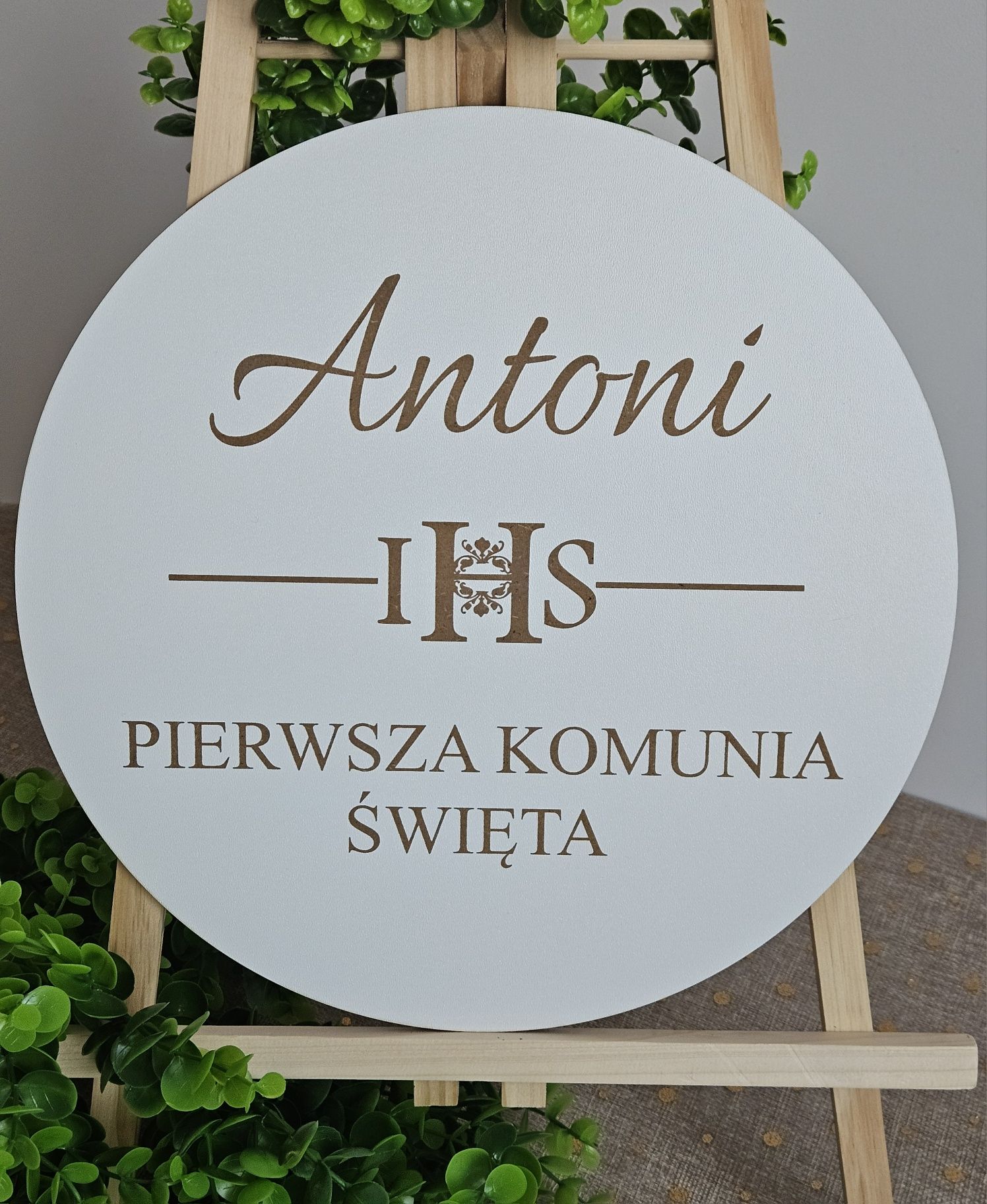 Tablica komunijna koło 50cm z imieniem grawerowane Komunia
