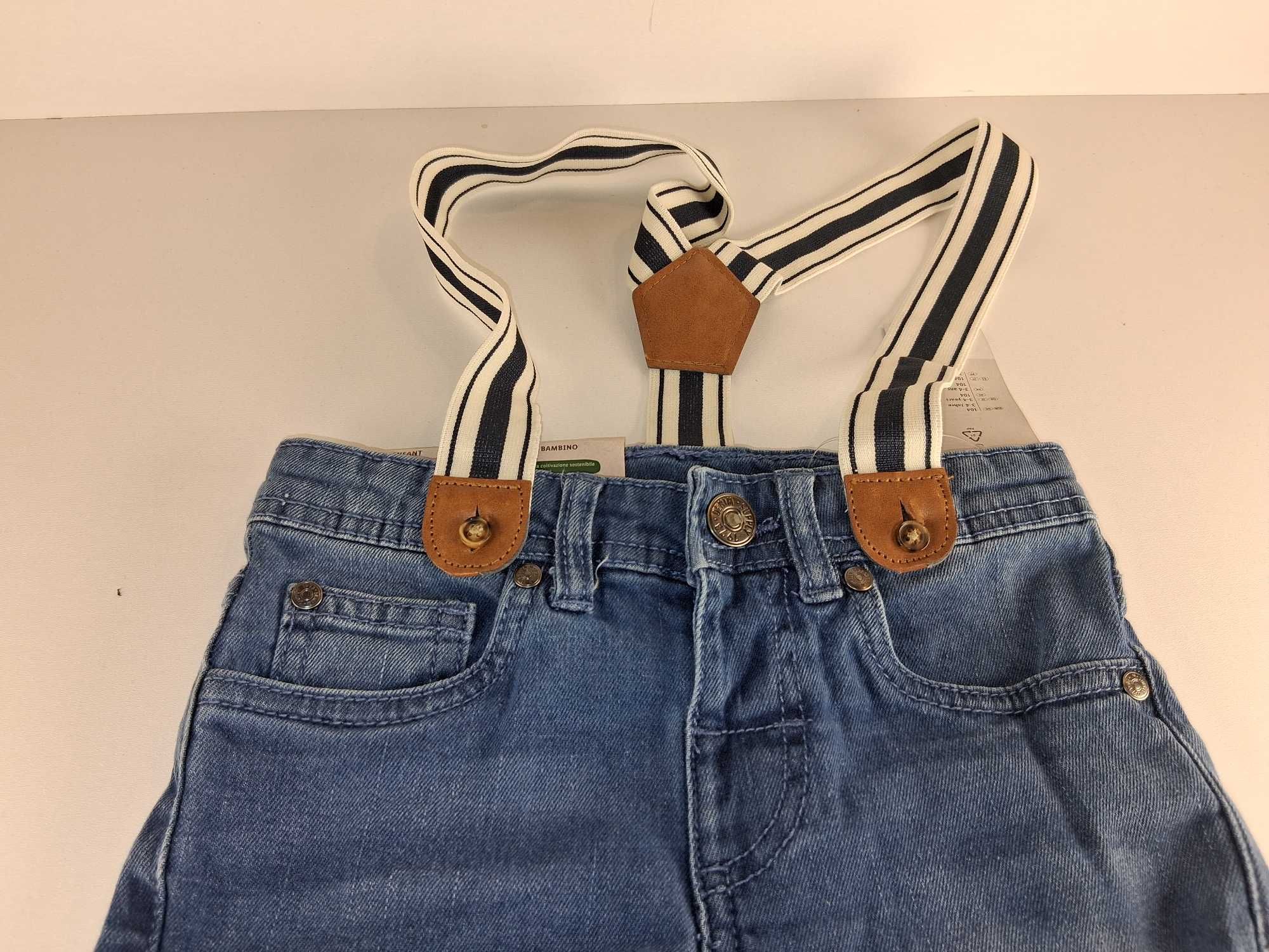 A096 Spodnie Jeansowe Slim Fit Lupilu z Szelkami Rozmiar 104 -3-4 Lata