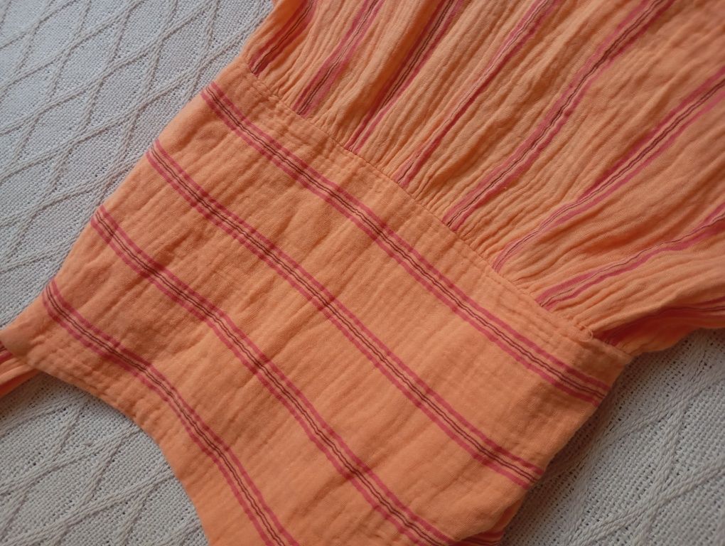 ZARA 13-14L długa bawełniana pomarańczowa sukienka maxi