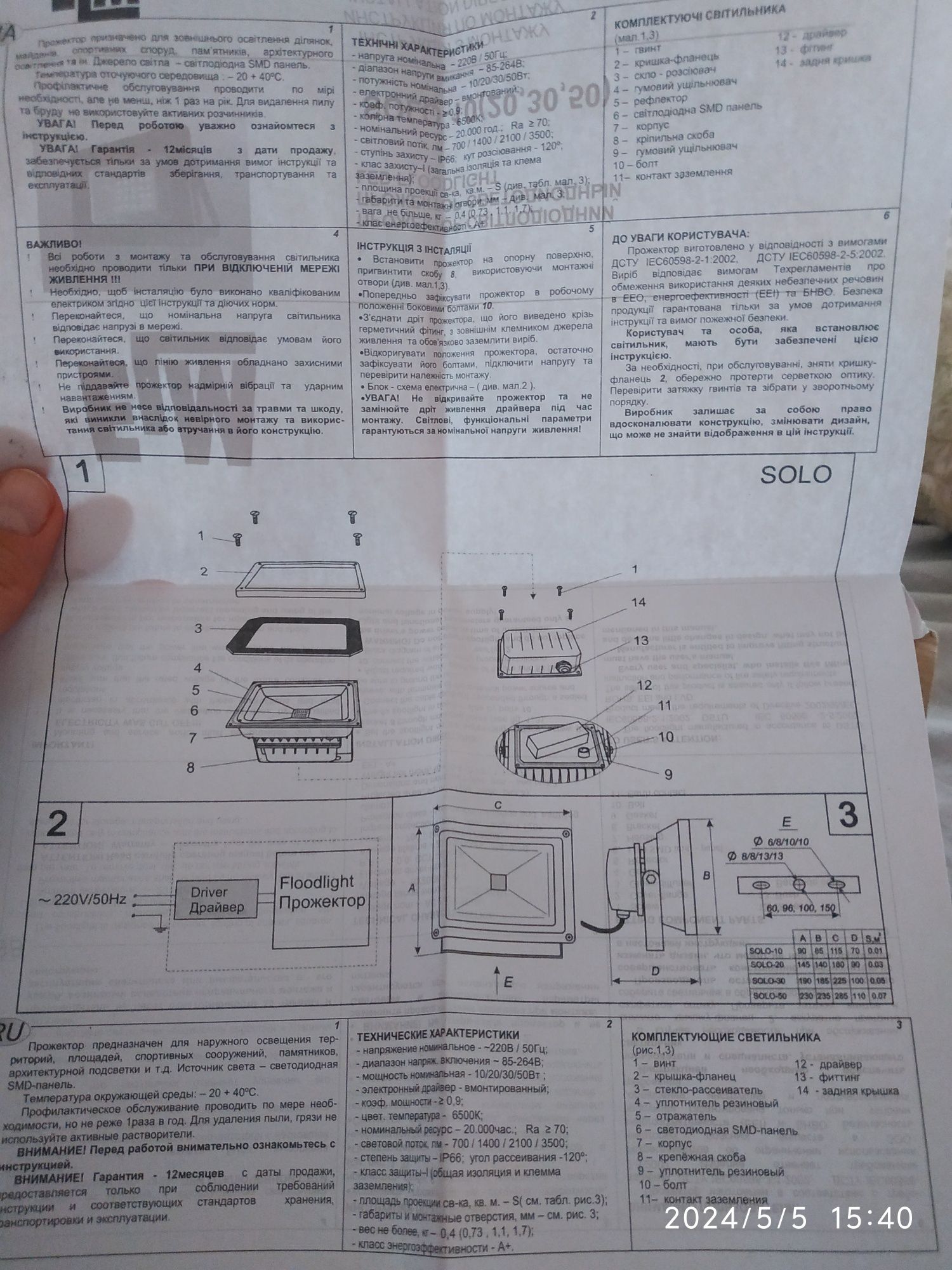 Прожектор ELM світлодіодний Solo SL-20-43/ 20W 6500К