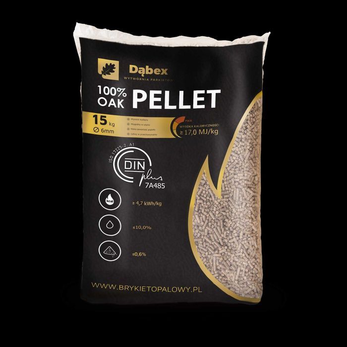 polski pellet liściasty   dąb buk 6 mm, 15 kg  En plus A1