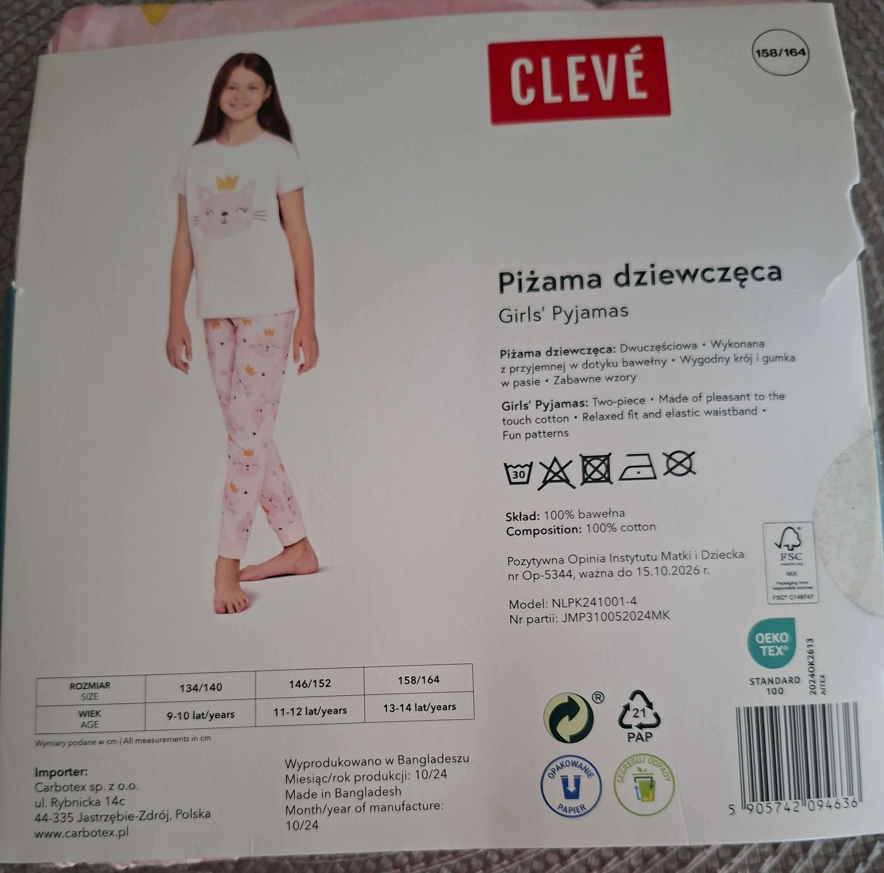 Nowa pizama dla dziewczynki rozmiar 158/164