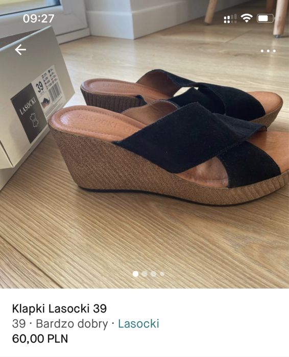 Lasocki klapki 39 lato koturn
