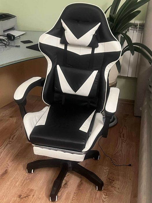 FOTEL gamingowy z MASAŻEM pleców KOMPUTEROWY OBROTOWY dla gracza