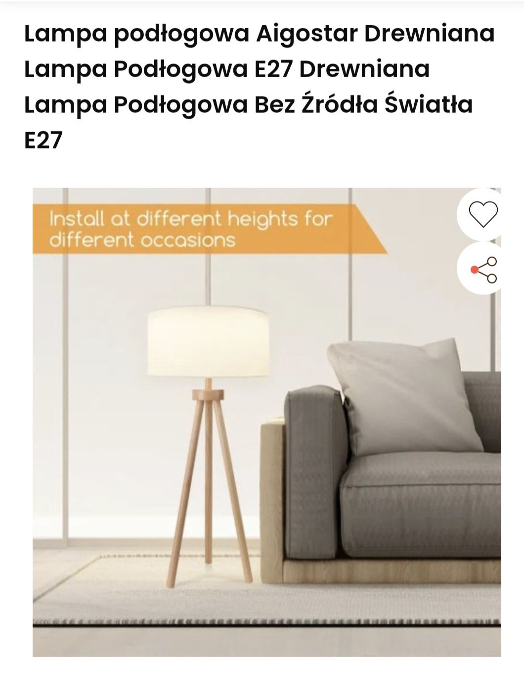 Lampa podłogowa  Drewniana