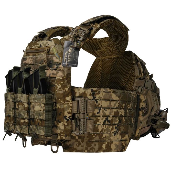 Плитоноска Warmor Gen.5 Піксель + 3 універсальні підсумка під магазини