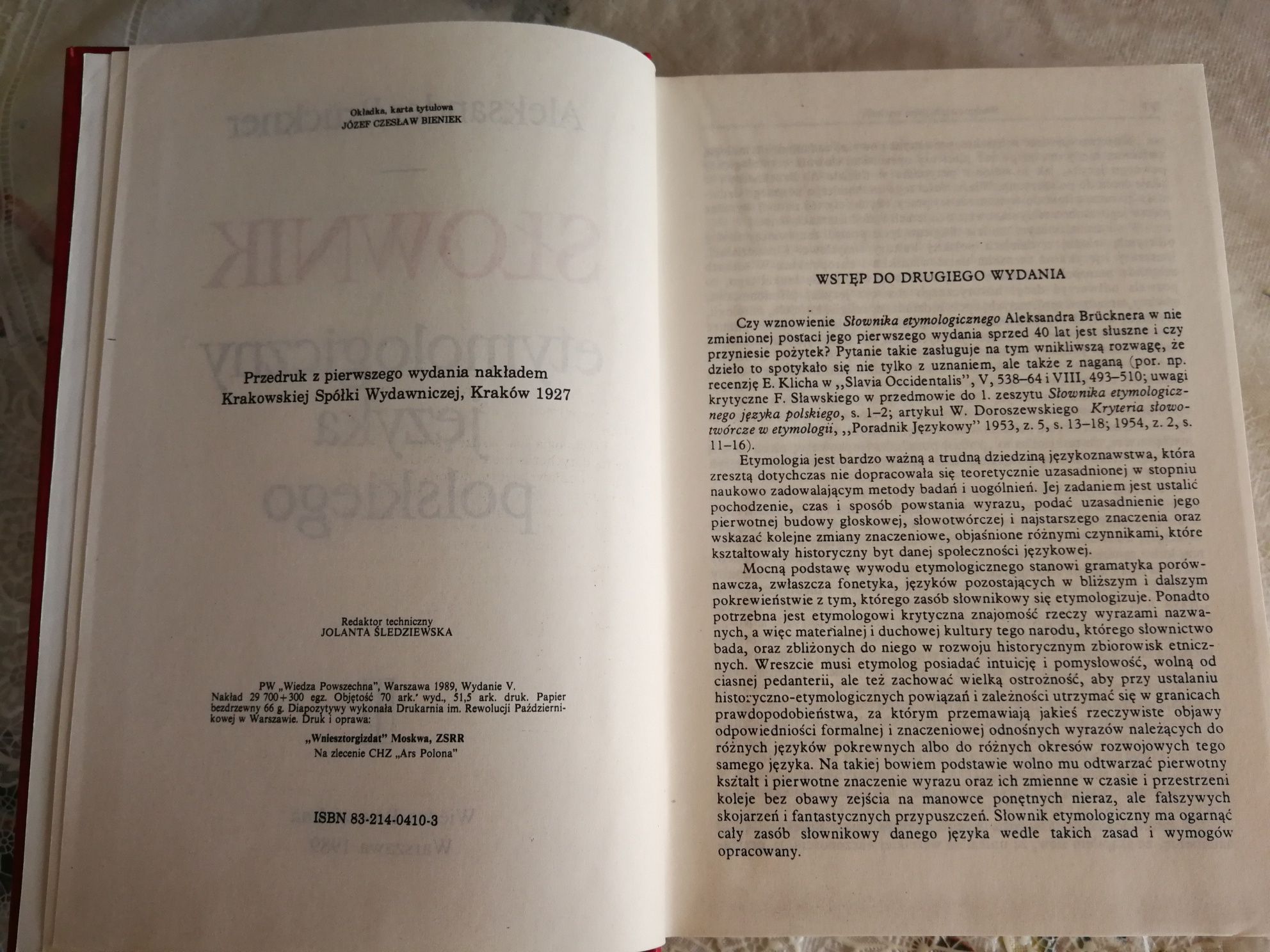 Słownik etymologiczny języka polskiego A. Brückner, WP 1989