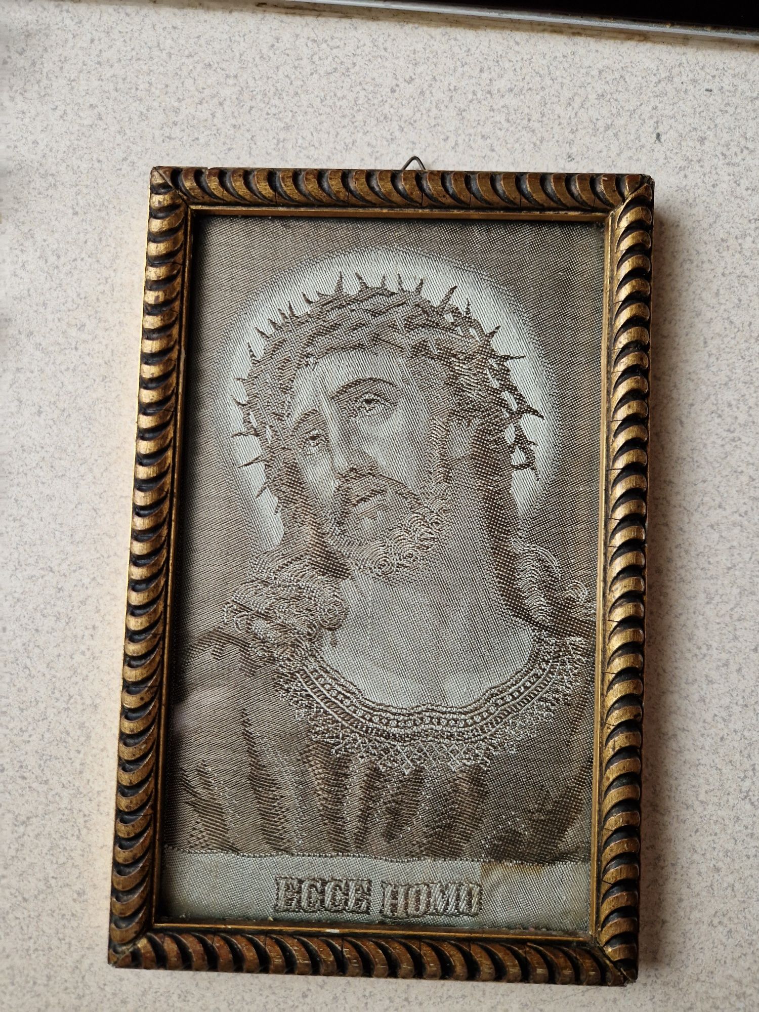 Stary obraz Jezusa ecce homo , żakard '