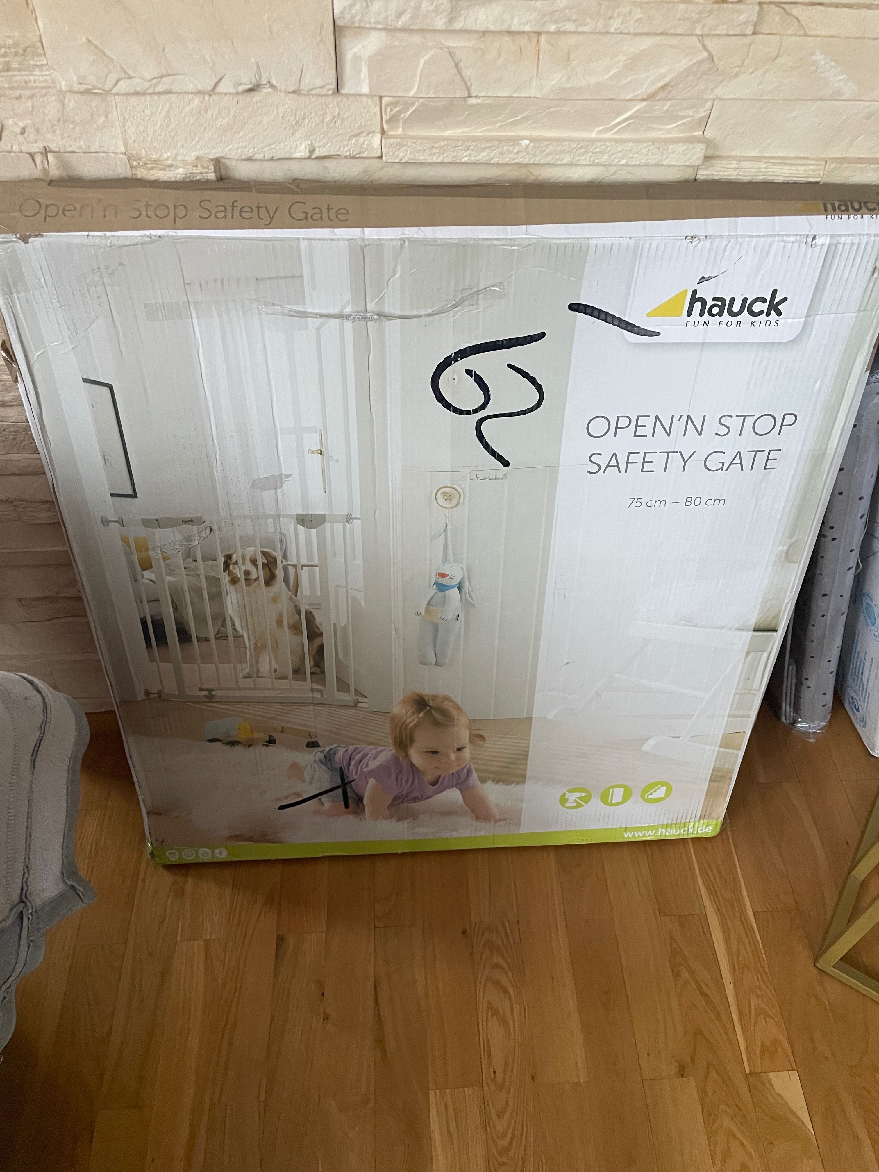 Hauck Bramka Ochronna Bezpieczeństwa Schody Drzwi 80cm biała + 2x21cm