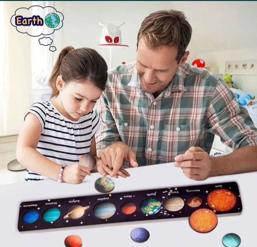 40cm.Montessori Solar System Puzzle Gra Planszowa Do Nauki Planet.