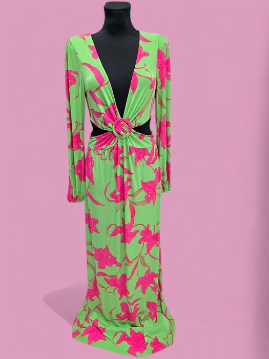 Sukienka maxi Soczyste kolory wycięcia