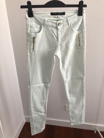Miętowe spodnie Zara 34 jeans