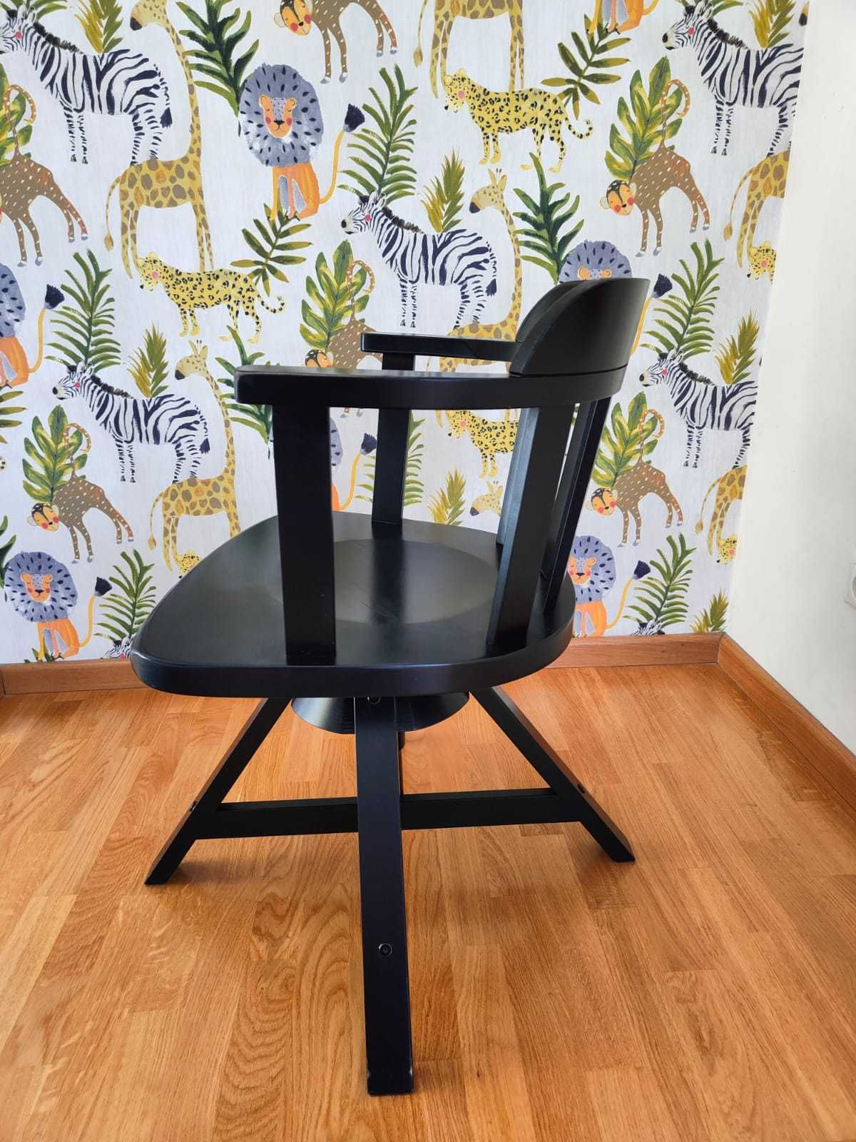 IKEA FEODOR - Drewniane krzesło obrotowe z podłokietnikiem