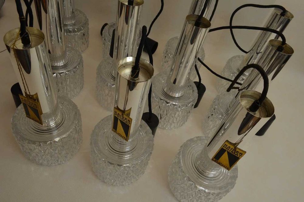 11x Vintage 60's 70's glass Lamp Kaiser Primat Leuchten