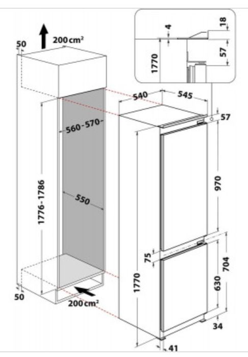 Вбудований холодильник Whirlpool,  ART66102 , є в наявності 177 висота