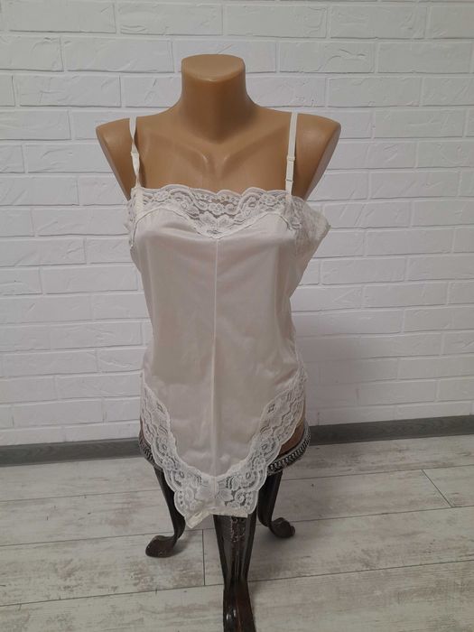Весільне вінтажне нейлонове біле боді