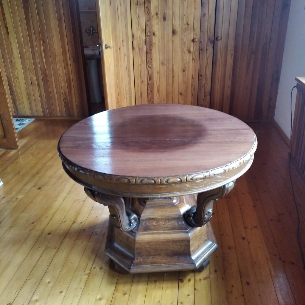 Stół drewniany owal dębowy antyk