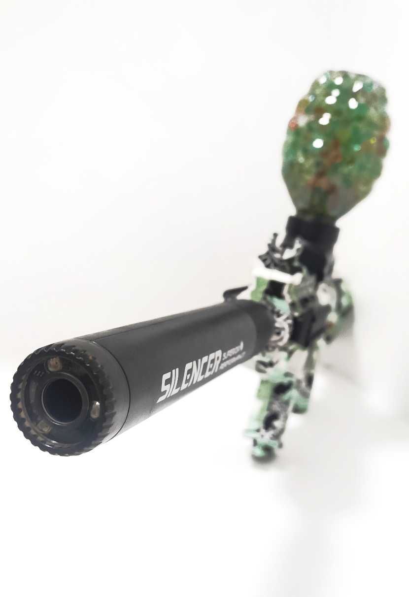 Автомат на орбізах М416 Green з глушником, що світиться, акум. 7.4V