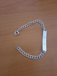 Pulseira de prata com chapa com 17 cm