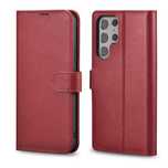 Etui Icarer Haitang Leather Wallet Samsung Galaxy S22 Ultra Czerwony