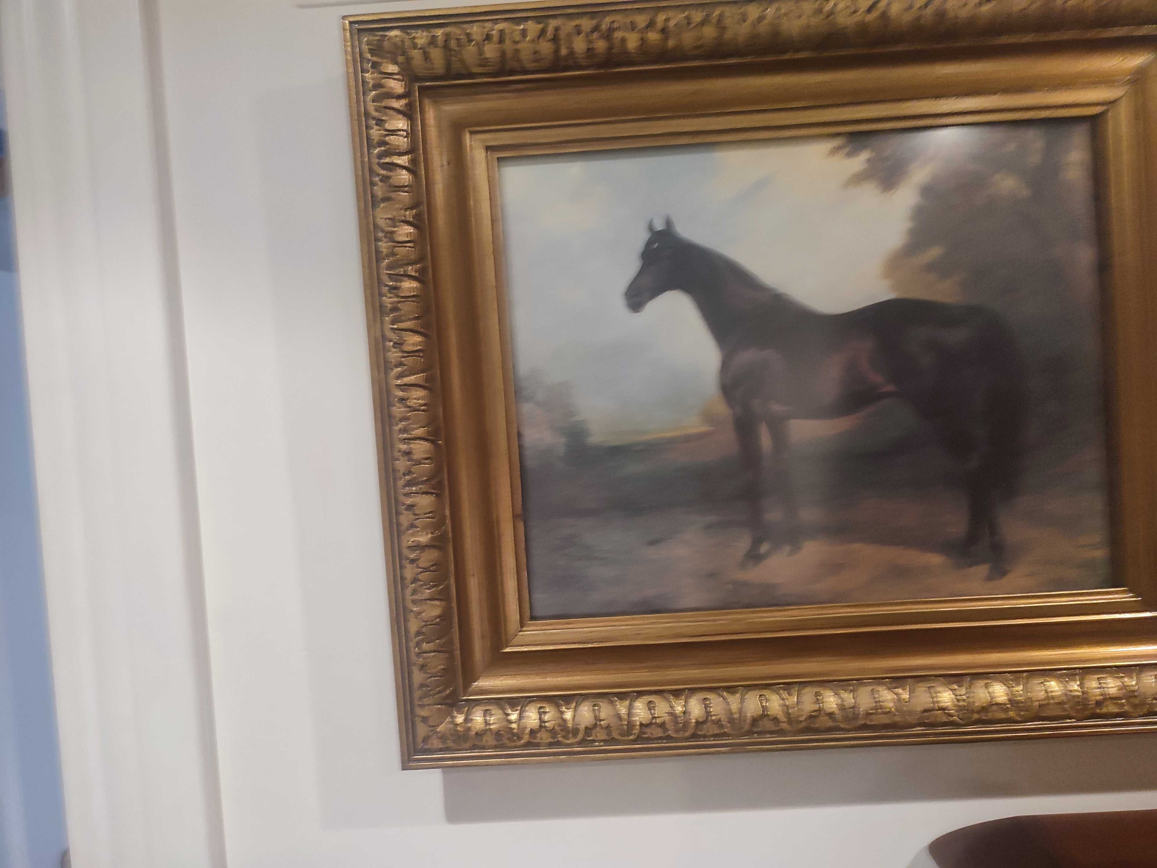 Quadros cavalos - conjunto dois quadro com gravura de cavalos