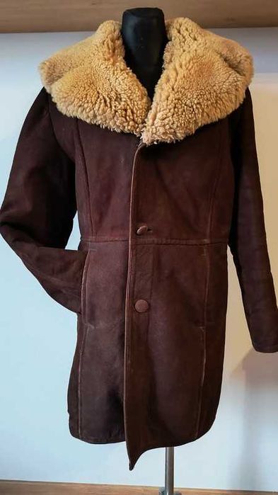 kożuch męski vintage prl z czapką