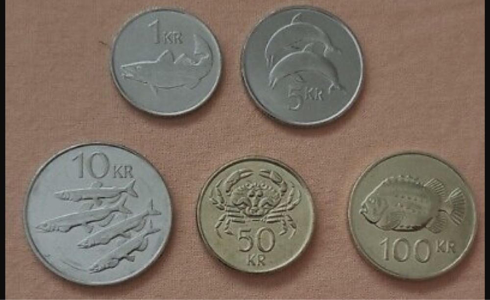 Lote 5 moedas islândia (ISK) Kr em excelente estado