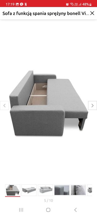 Sofa z funkcją spania sprężyny