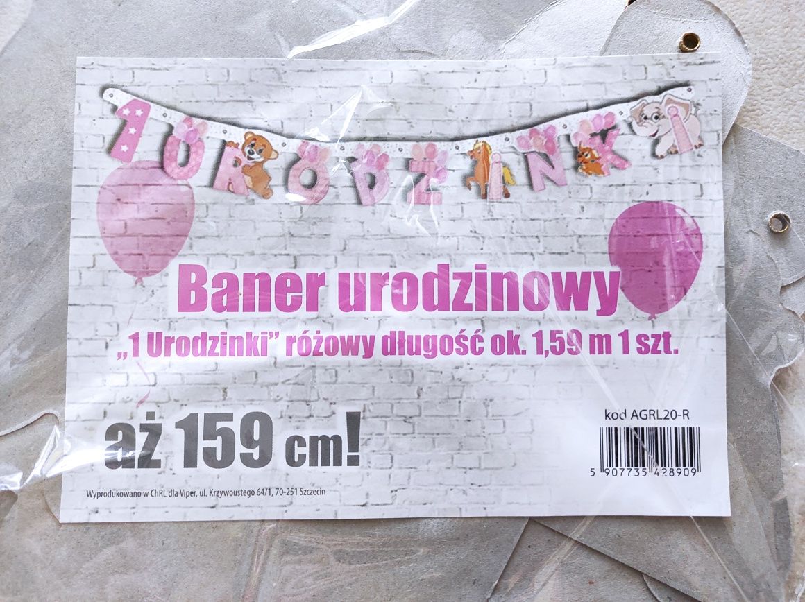 Girlanda 2sztuki 1 urodziny roczek baby shower butelki piękne i długie