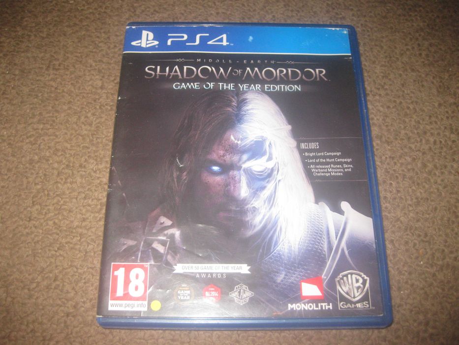 Jogo "Shadow Of Mordor: Game Of The Year Edition" para PS4/Impecável!