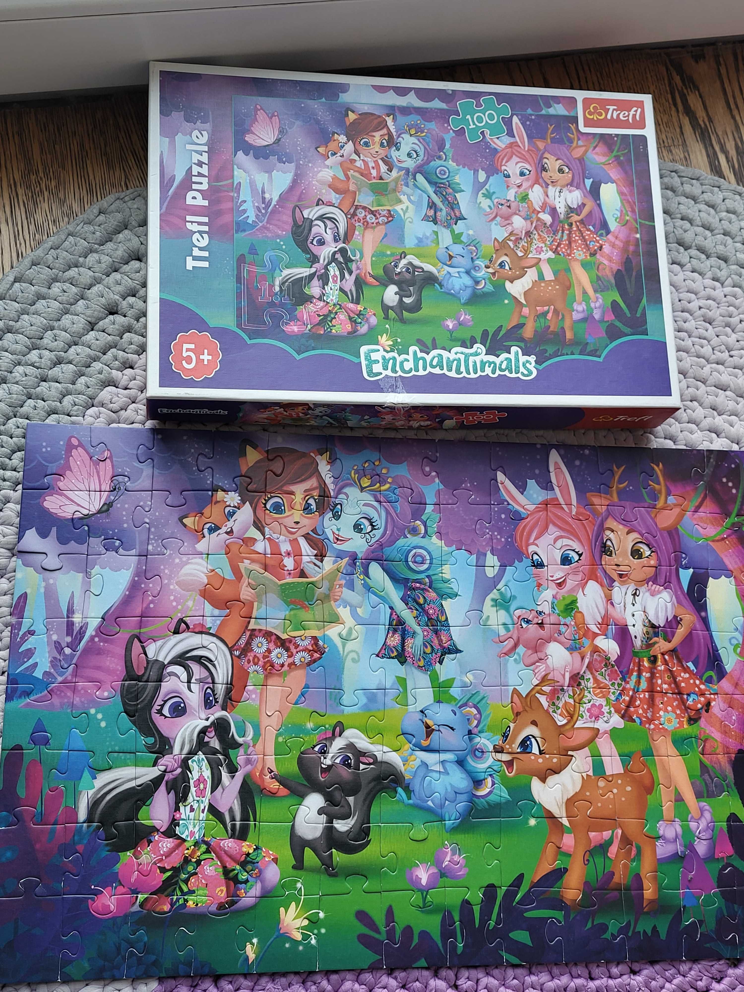 Puzzle dla dziewczynki 2 sztuki po 100 el. z Frozen i Enchantimals