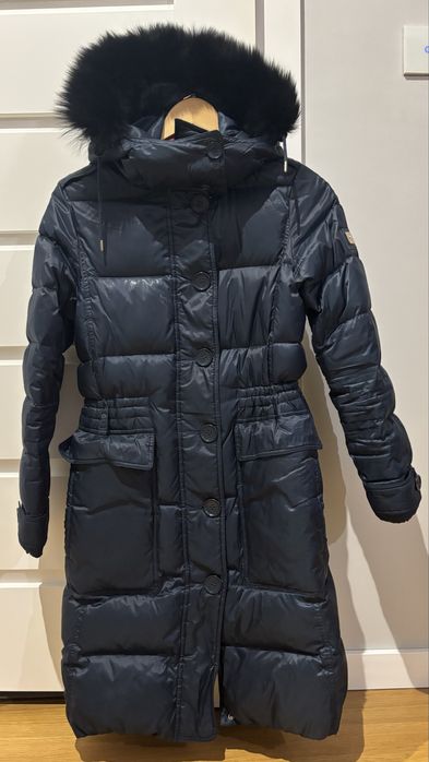 Tiffi, Ciepły płaszcz zimowy, puch-pierze, futro lisa