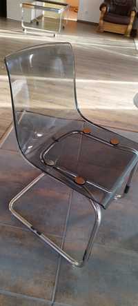 Ikea Tobias szary chrom krzesełka krzesła komplet 4szt