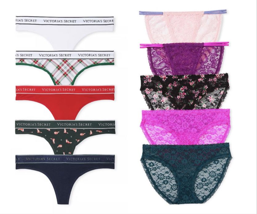 Victorias Secret XS S М L Набор 5 7 трусики трусы стринги Pink подарок