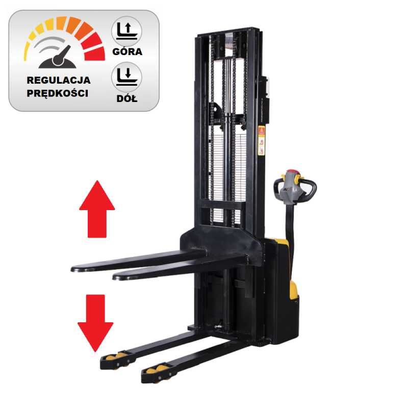 Wózek widłowy podnośnikowy elektryczny masztowy paletowy 1000kg 1500kg