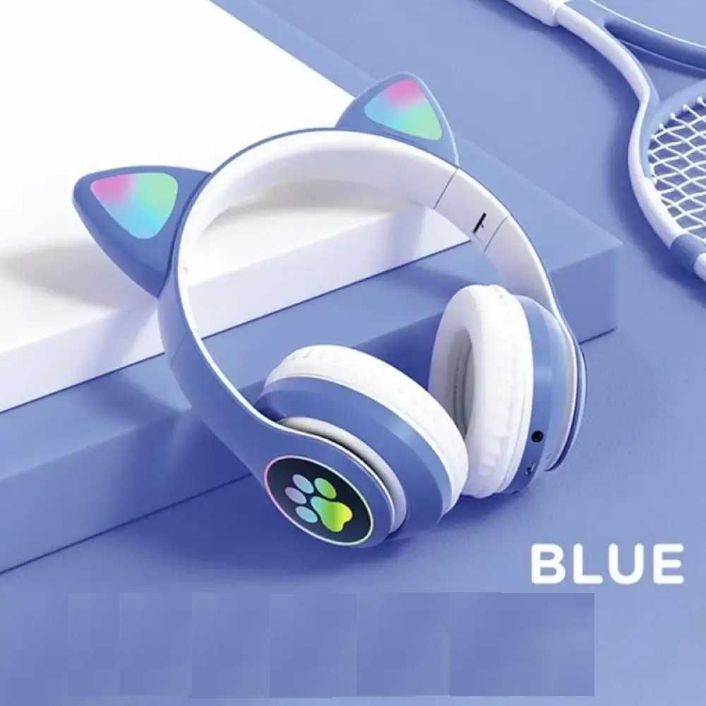 Наушники беспроводные Bluetooth  CATear VZV-28M LED голубые