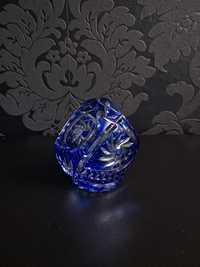Kobaltowy koszyk Bohemia stare szkło prl kryształ