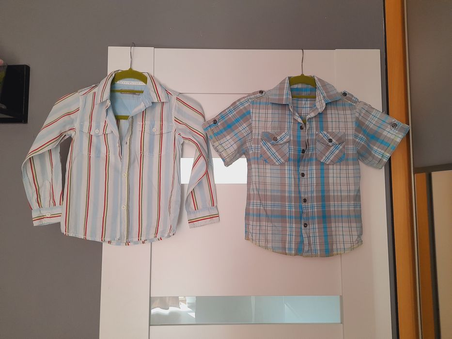 Dwie koszule Reserved nowa 122 7 8 lat prążki kratka błękitna paski