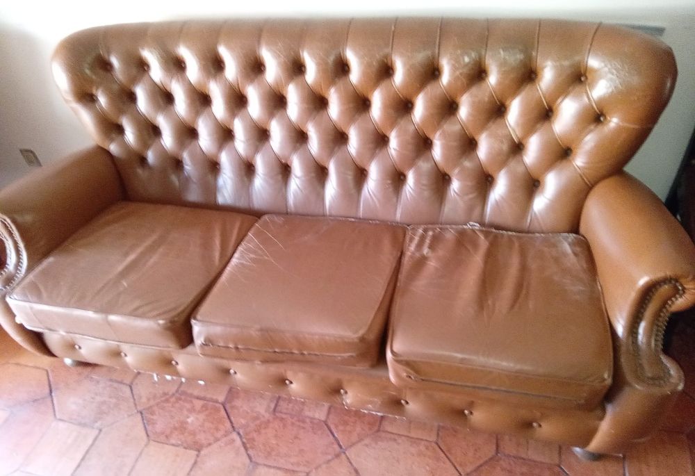 Sofá de pele (3 lug)
