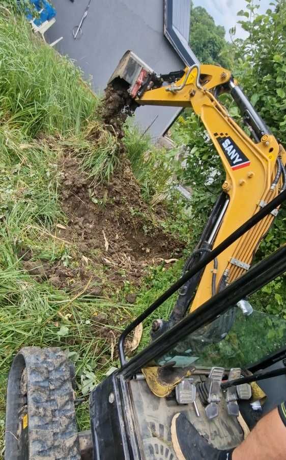 MINIKOPARKA z operatorem – wykopy, niwelacja, młot – Szybkie terminy!