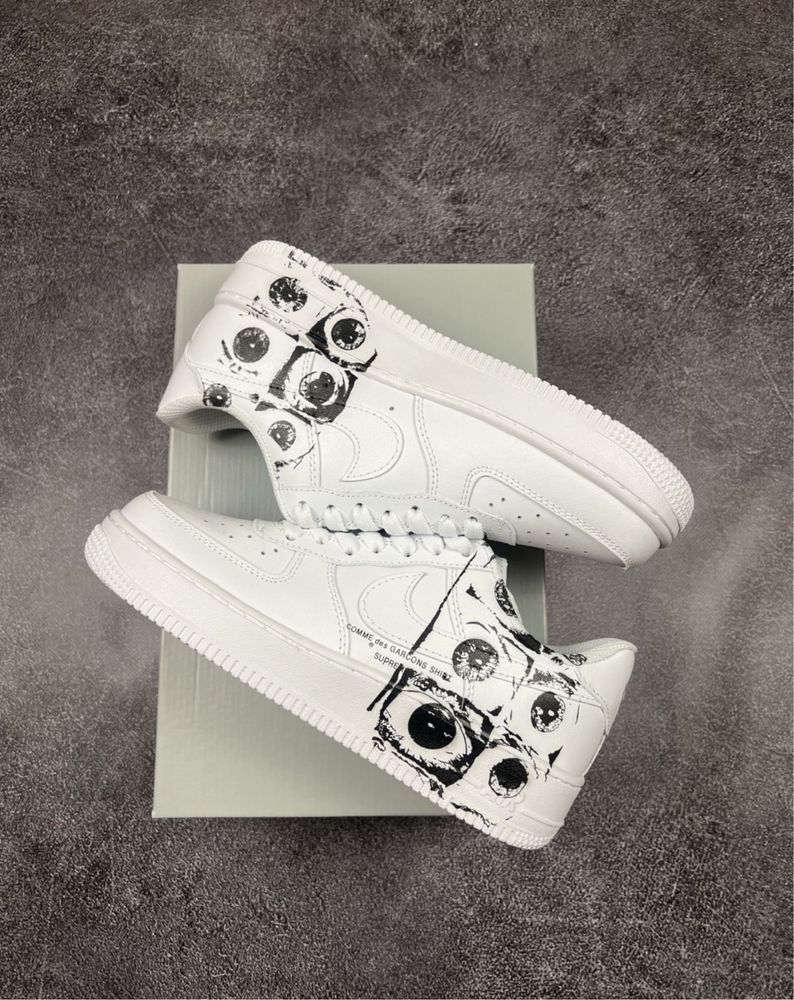 Кросівки Nike Air Force 1 x CDG x Supreme / Форси КДГ Супрім з очима