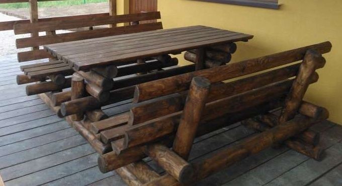 Drewniany zestaw stół + ławki